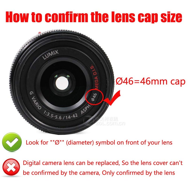 YRTIYO Z50 Lens Cap 46mm Compatible for Nikon Z50 w/NIKKOR Z DX 16-50mm, Compatible for Panasonic Lumix G Vario 14-42mm Lens, 2 Packs - Image 2